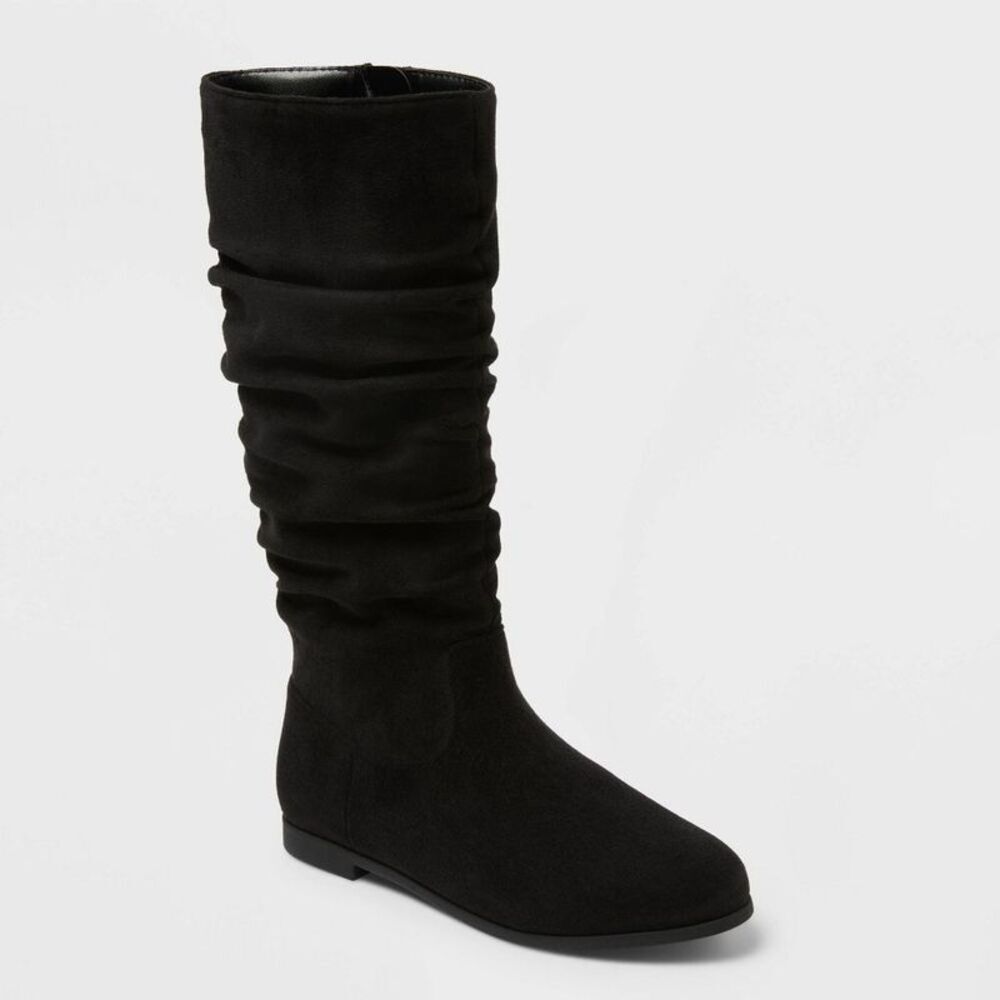 Girls' Scrunch Knee High Boots - Cat & Jack Black 3